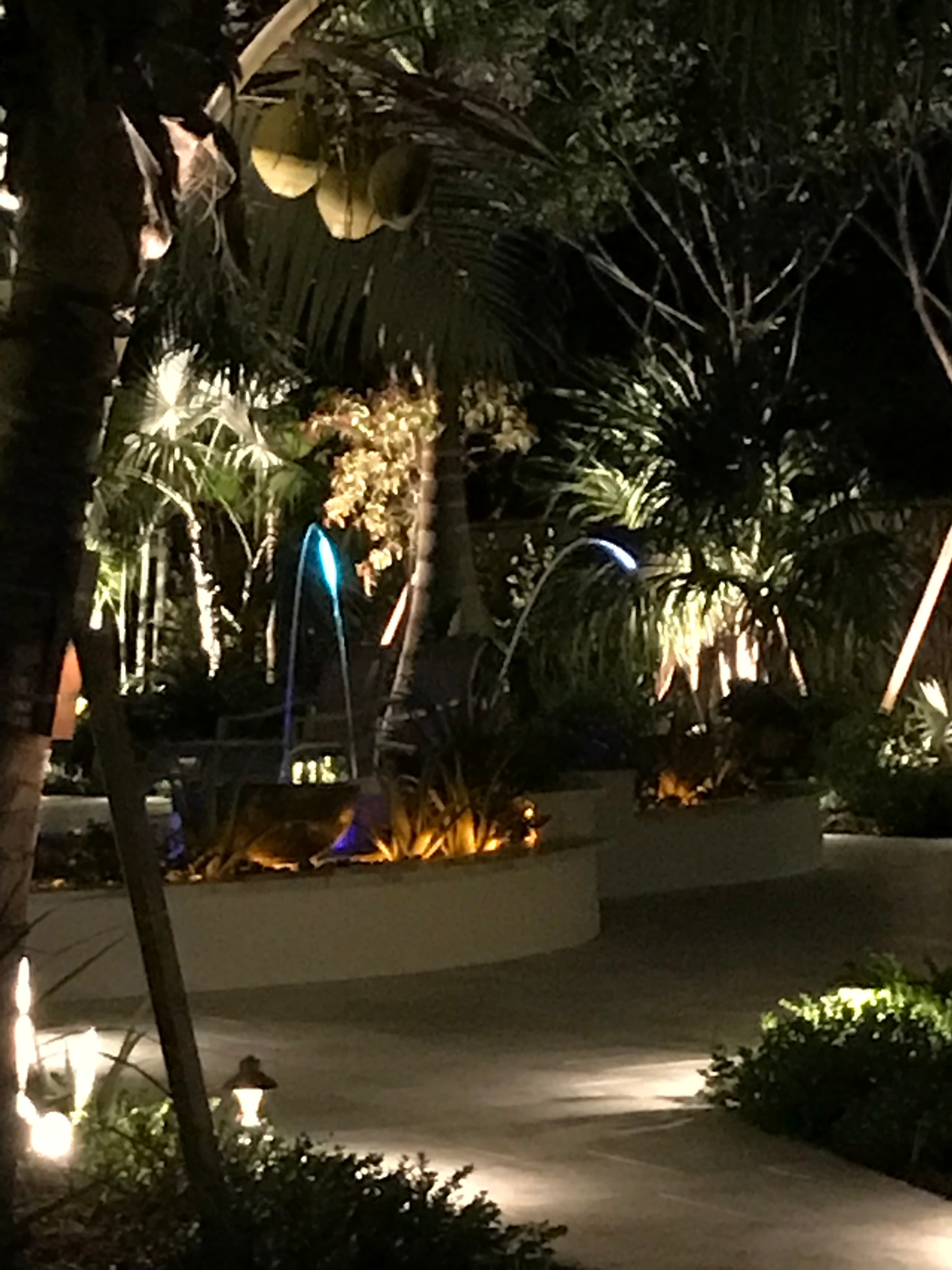 Tropical garden resort landscape lighting in Venice FL