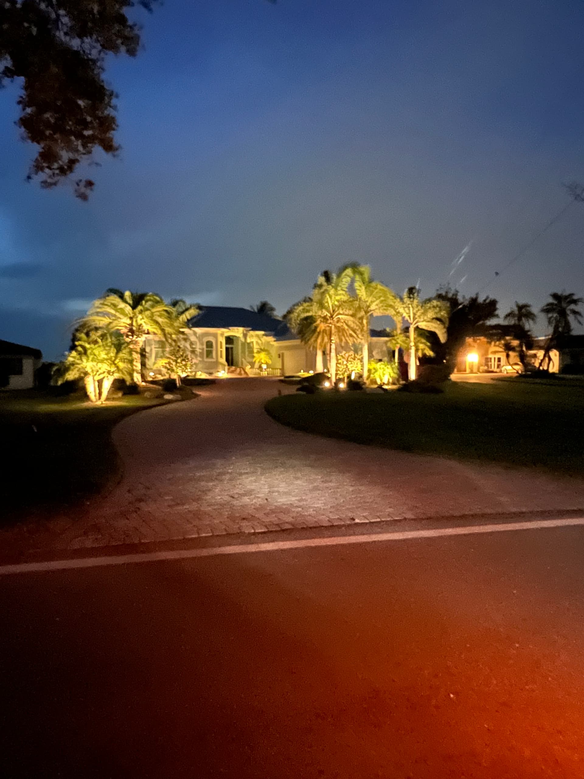 Solid brass pathway lighting on Sarasota estate